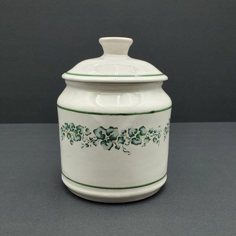 Corelle Callaway Small Canister Corning Callaway Green Ivy Leaves Lidded Jar